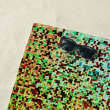 Blurred green and brown small squares or tiles