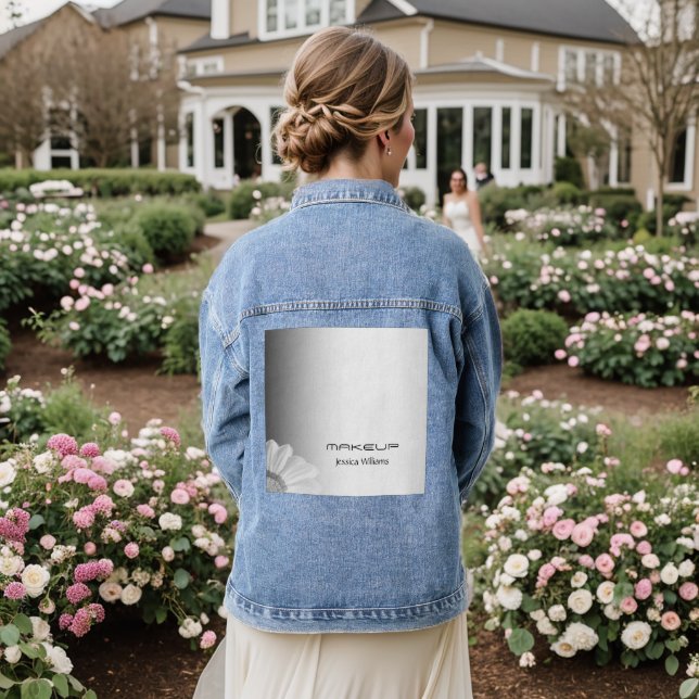 Blurred Grey Background Blurred Gerbera Blume Jeansjacke (Hochzeit Rückseite)