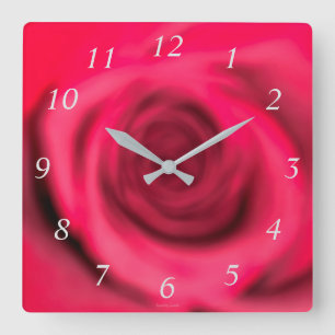 Blurred Rose Wall Clock Quadratische Wanduhr