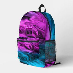 Blurter Hintergrund modische Farbe und Blau Bedruckter Rucksack
