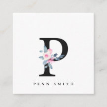 BLUSBLAU BLUE FLORAL ALPHABETS NAME LETTER P