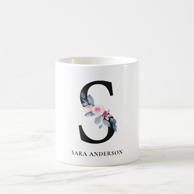 BLUSBLAU BLUE FLORAL ALPHABETS NAME LETTER S KAFFEETASSE (Mittel)