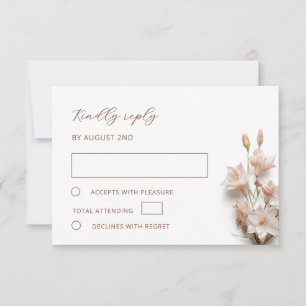 Blush 3D Boho Blumen Hochzeit RSVP Karte