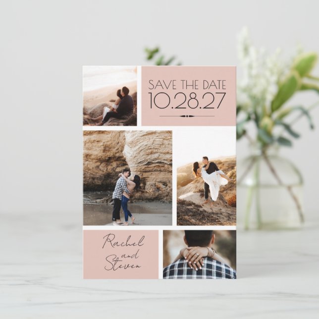 Blush 4 Foto Save The Date (Stehend Vorderseite)
