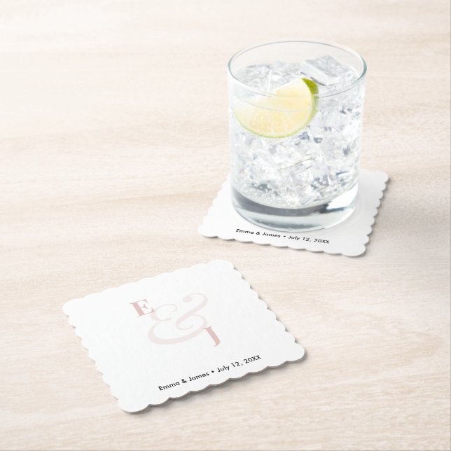 Blush Ampersand Hochzeit | Cocktail  Untersetzer (Vor Ort)