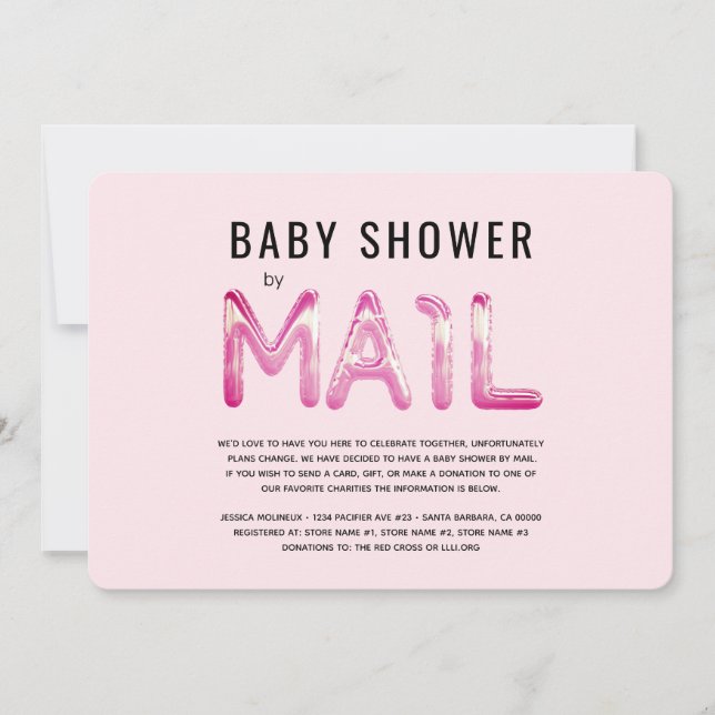 Blush and Black Baby Show per Mail Einladung (Vorderseite)