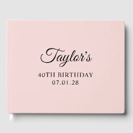 Blush and Black Elegant Script 40. Geburtstag Gästebuch