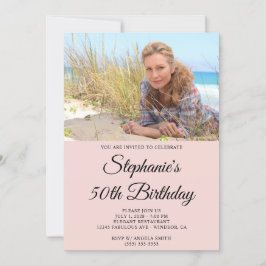 Blush and Black Elegant Script 50. Geburtstag Foto Einladung