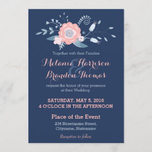 Blush and blue Boho Hochzeitseinladungen mit UAWG Einladung