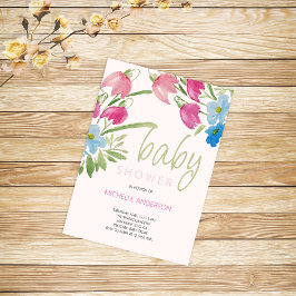 Blush and Blue Spring Baby Dusche Einladung