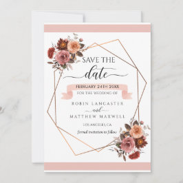 Blush and Burgundy Bloral, Save the Date Card Ankündigung