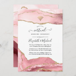 Blush and Gold Agate Online Virtual Wedding Einladung