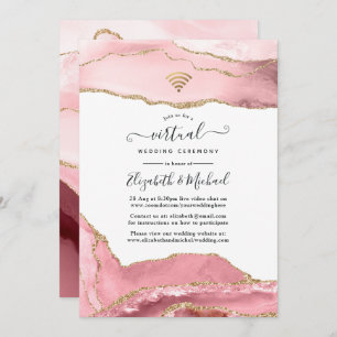 Blush and Gold Agate Online Virtual Wedding Einladung