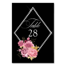 Blush and Gold and Silver Floral Diamond Wedding T Tischnummer