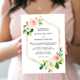 Blush and Gold Bloral Wedding Einladungen, elegant Einladung