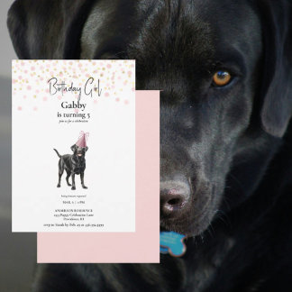 Blush and Gold Custom Watercolor Dog Einladung