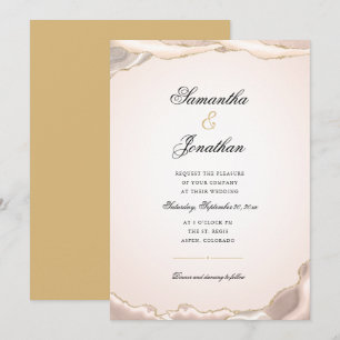 Blush and Gold Glitzer Marmoragate Hochzeit Einladung