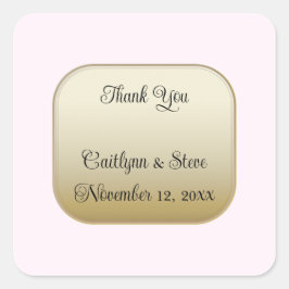 Blush and Gold Vielen Dank Square Sticker