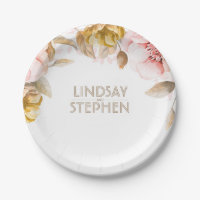 Blush and Gold Wasserfarbe Blumenkuchen Hochzeit