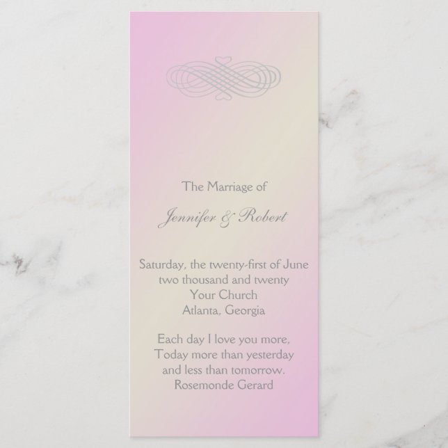 Blush and Gray Romantic Wedding Program Programm (Vorderseite)