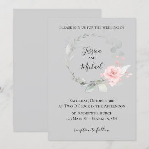 Blush and Grey Weditation - Rose Kranz Einladung