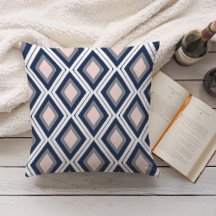 Blush and Navy Diamond Ikat Muster