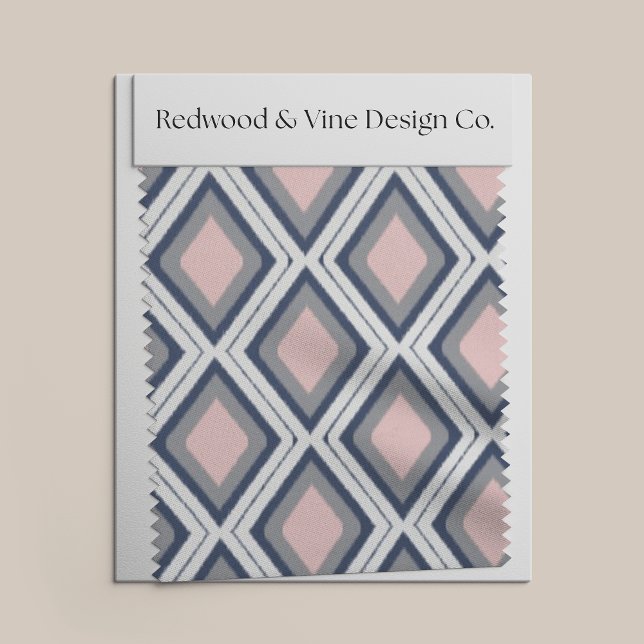 Blush and Navy Diamond Ikat Muster Stoff (Von Creator hochgeladen)