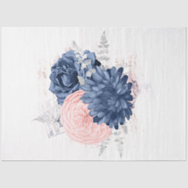 Blush and Navy Floral Ephemera Serie Design 20 Seidenpapier