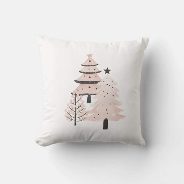 Blush and Neutral Christmas Tree Decorative Pillow Kissen (Vorderseite)
