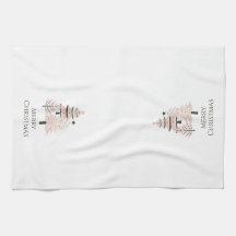 Blush and Neutral Christmas Tree Kitchen Towel