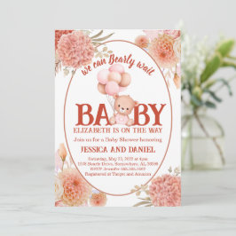 Blush and Pink Bear Baby Dusche Einladung