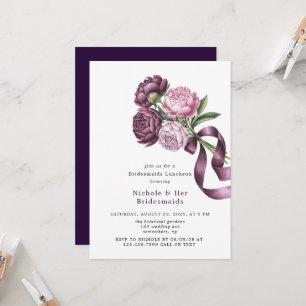 Blush and Plum Peony Floral Bridesmaids Luncheon Einladung