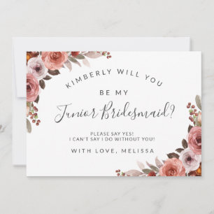 Blush and Rose Floral Be My Junior Bridesmaid Card Mitteilungskarte