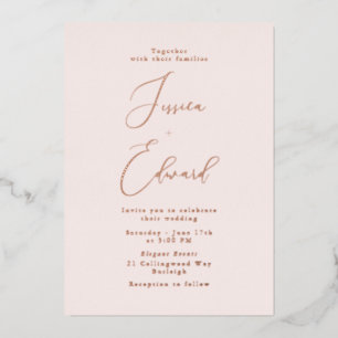 Blush and Rose Gold Foil Einladung zur Hochzeit