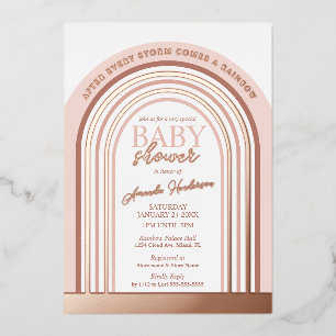 Blush and Rose Gold Rainbow Baby Showroom Folieneinladung