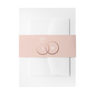 Blush and Rose Gold Wedding Ring Monogram Einladungsbanderole