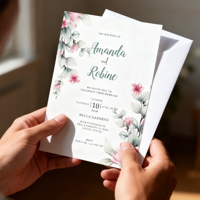 Blush and Sage Green Wedding Invitation (Créateur téléchargé)