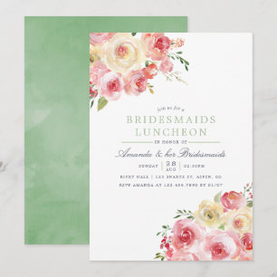 Blush and Sage Wassercolor Bridesmaids Luncheon Einladung