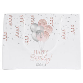 Blush and Silver Balloons Birthday  Große Geschenktüte