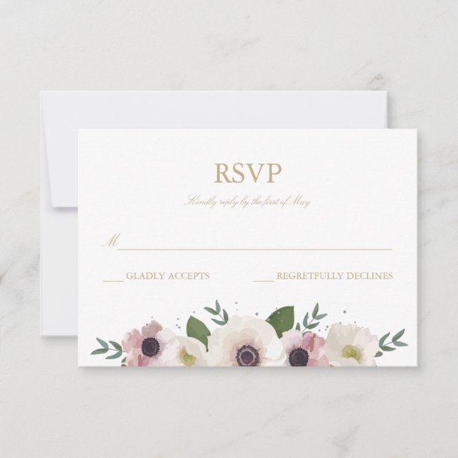 Blush Anemone Bouquet RSVP Karte (Vorderseite)