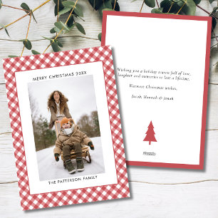 Blush Apple Red Gingham Kariertes Foto Weihnachten