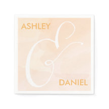 Blush Apricot Wasserfarbe HochzeitsNapkins, Peach