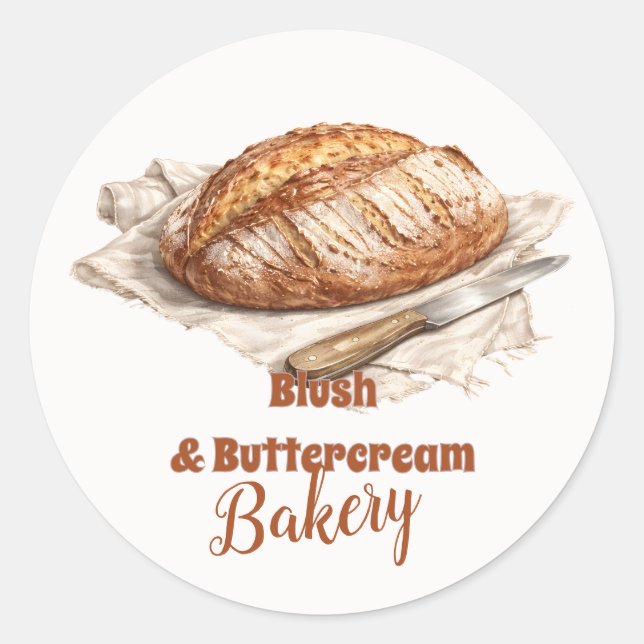 Blush Artisan Bread Bakery Business Runder Aufkleber (Vorderseite)