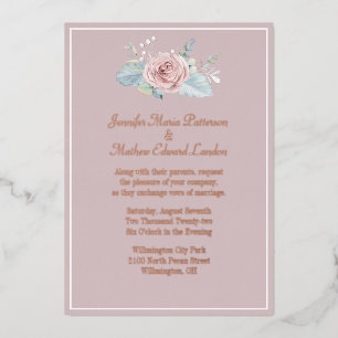 Blush avec rose rose Mariage Foil Invitation