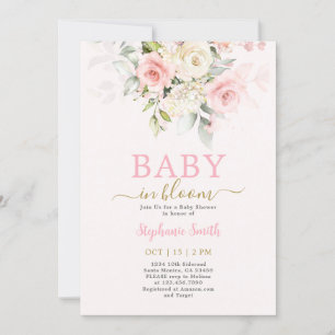 Blush Baby in Bloom Baby shower Invitation fille