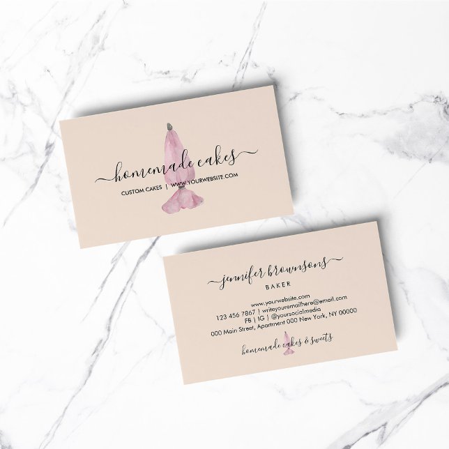 Blush Bäckerei Elegantes Design Konditorei Sweet Visitenkarte (Blush Bakery Elegant Design Pastry Sweet Business Card)