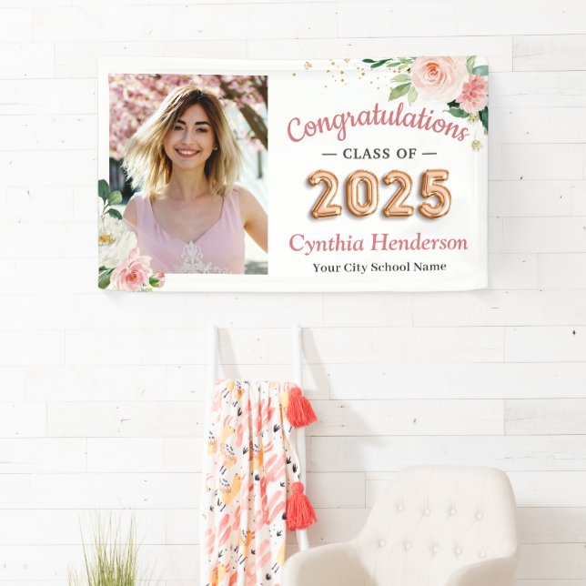 Blush Balloon Schriftart Class of 2025 Graduation  Banner (Insitu)