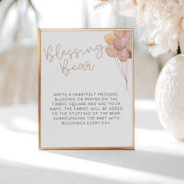 Blush Balloons Blessing Bear Poster