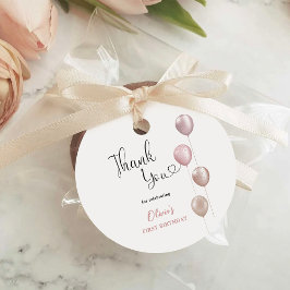 Blush Balloons Girl Erster Geburtstag Vielen Dank Geschenkanhänger