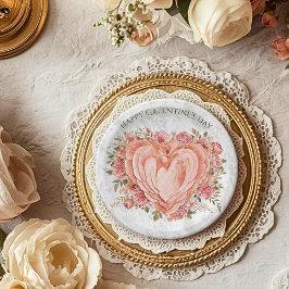 Blush Baroque Rococo Floral Heart Galentine Pappteller